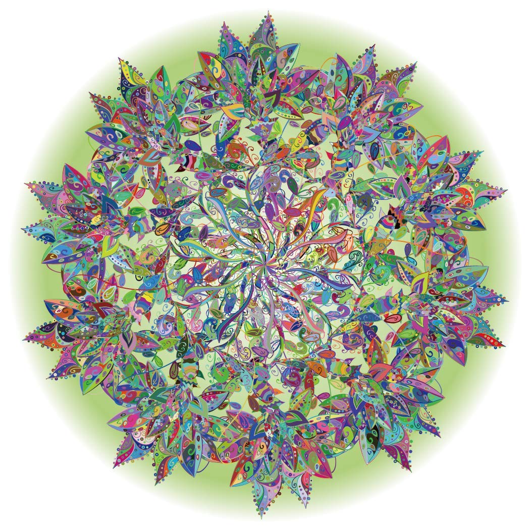 Bgraamiens Puzzle-Magic Tree of Life -1000 Pieces Colorful Leaves Round Mandala Puzzle Color Challenge Jigsaw Puzzles Bgraamiens