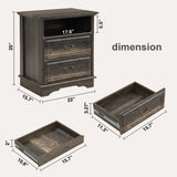 XIAO WEI Nightstand with Hidden Drawer, 25" Tall Farmhouse Bedside Table with 3 Drawers and 1 Open Shelf, Wood Rustic End Side Table, Small Dresser Drawers (Brownish Green Oak, 1PC) XIAO WEI