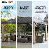 Sunjoy 11 x 13 ft. Hardtop Gazebo Outdoor Black Steel Gazebo with Skylight for Patio, Garden and Backyard Activities, Black Sunjoy
