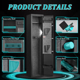 Marcree 2-3 Gun Safes for Rifles and Pistols, Gun Cabinets for Rifles and Shotguns, Gun Cabinet with Alarm System & Mute Mode, Shotgun Safe with 180° Quick Access Door and Removable Shelf Marcree