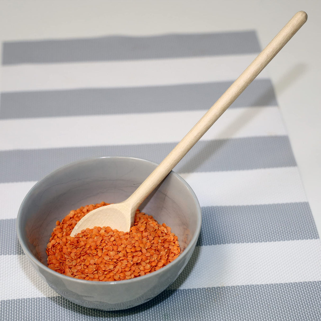 3PCS 12 Inch Long Wooden Spoons, Long Handle Wooden Cooking Mixing Oval Spoons Baking Cooking Tasting Stirring - Sauce Spoons. Made of Natural Beechwood BICB