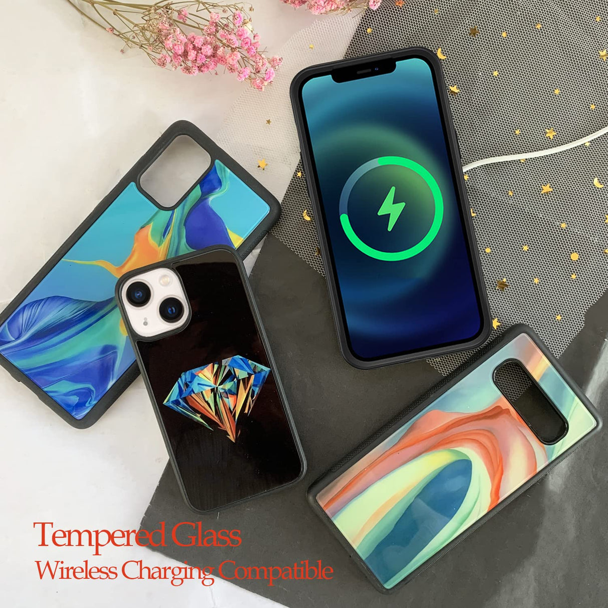 JUSTRY 5PCS Sublimation Blanks Phone Case Bulk Covers Compatible with Samsung Galaxy S23 5G, Support Wireless Charging, Easy to Sublimate DIY, 2 in 1 2D Soft Rubber Case + Tempered Glass Inserts JUSTRY