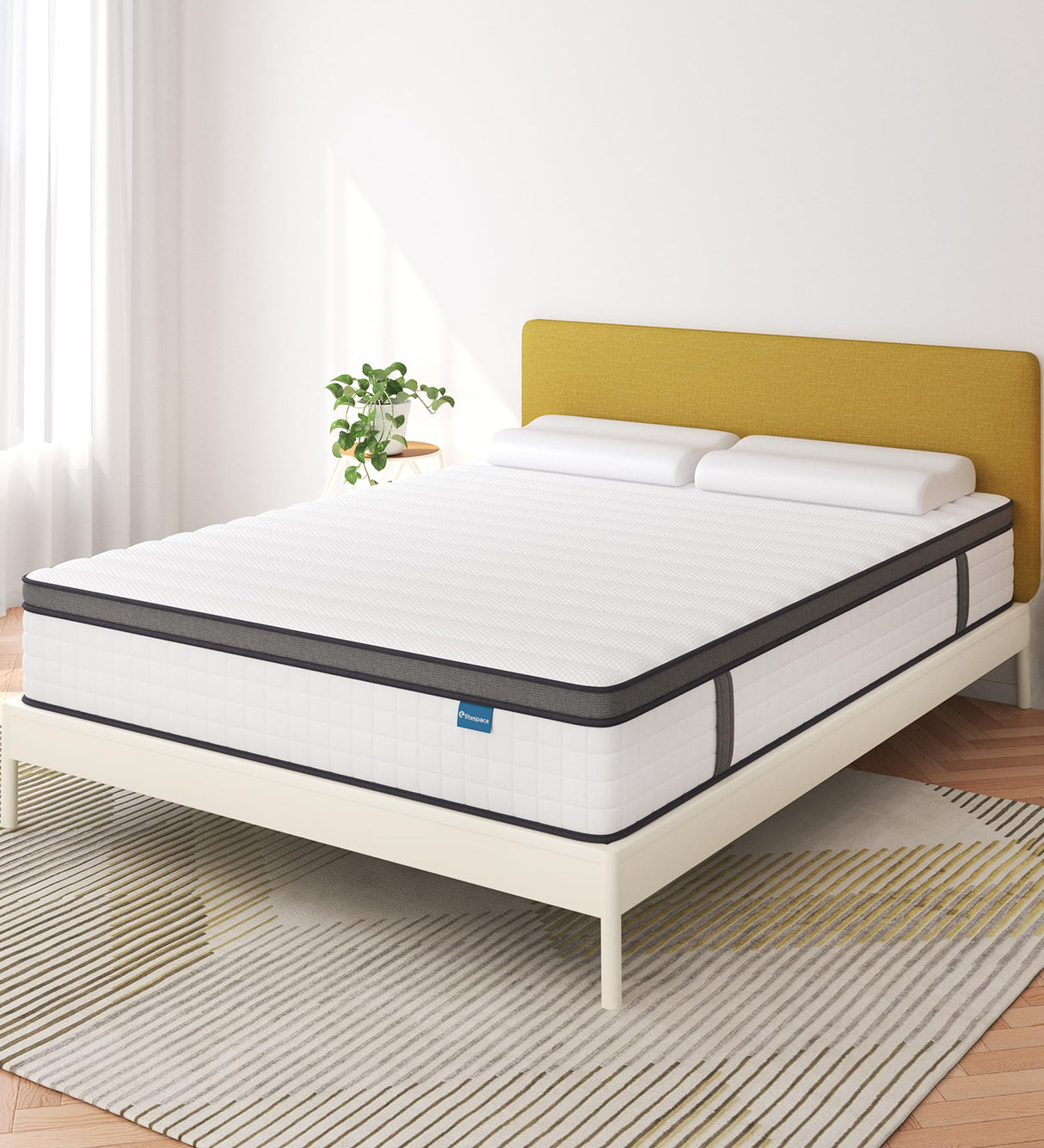 elitespace King Mattress,12 Inch Hybrid King Size Mattress in a Box,Mattresses with Memory Foam and Pocket Spring,Soft and Comfort White King Mattress,Non-Fiberglass,Medium Firm. elitespace