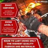 Grill Armor Oven Gloves 932°F Extreme Heat & Cut Resistant Oven Mitts with Fingers for BBQ, Cooking, Grilling, Baking – Accessory for Smoker, Cast Iron, Fire Pit, Camping, Fireplace and More Grill Armor Gloves