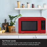 Magic Chef 0.9 Cubic Feet 900 Watt Small Stainless Countertop Microwave Oven for Compact Spaces w/ 6 Pre Programmed Cooking Modes, Red Magic Chef