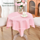 Small Square Tablecloth 36 x 36 Inch Washable Polyester Table Cloth Solid Pink Heavy Duty Fabric Coffee Table Cover for Dining Home Kitchen Party Wedding eeivs