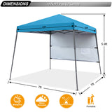 ABCCANOPY Pop Up Canopy Tent-Outdoor Camping Canopy Slant Leg Beach Canopy Tent with Backpack Bag，8 x 8 ft Base / 6 x 6 ft Top，Sky Blue ABCCANOPY