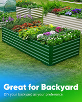 Quictent Galvanized Raised Garden Bed 8x4x2 Ft Tall Metal Planter Box for Vegetables Outdoor Bottomless for Backyard, 2 Tomato Cages Included, 22.04" Deep (Green) Quictent