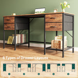 Huuger 63 Inch Computer Desk with 4 Drawers, Office Desk with Mesh Shelf, Gaming Desk, Large Storage, Writing Desk Work Desk for Home Office, Study, Bedroom, Work from Home, Rustic Brown Huuger