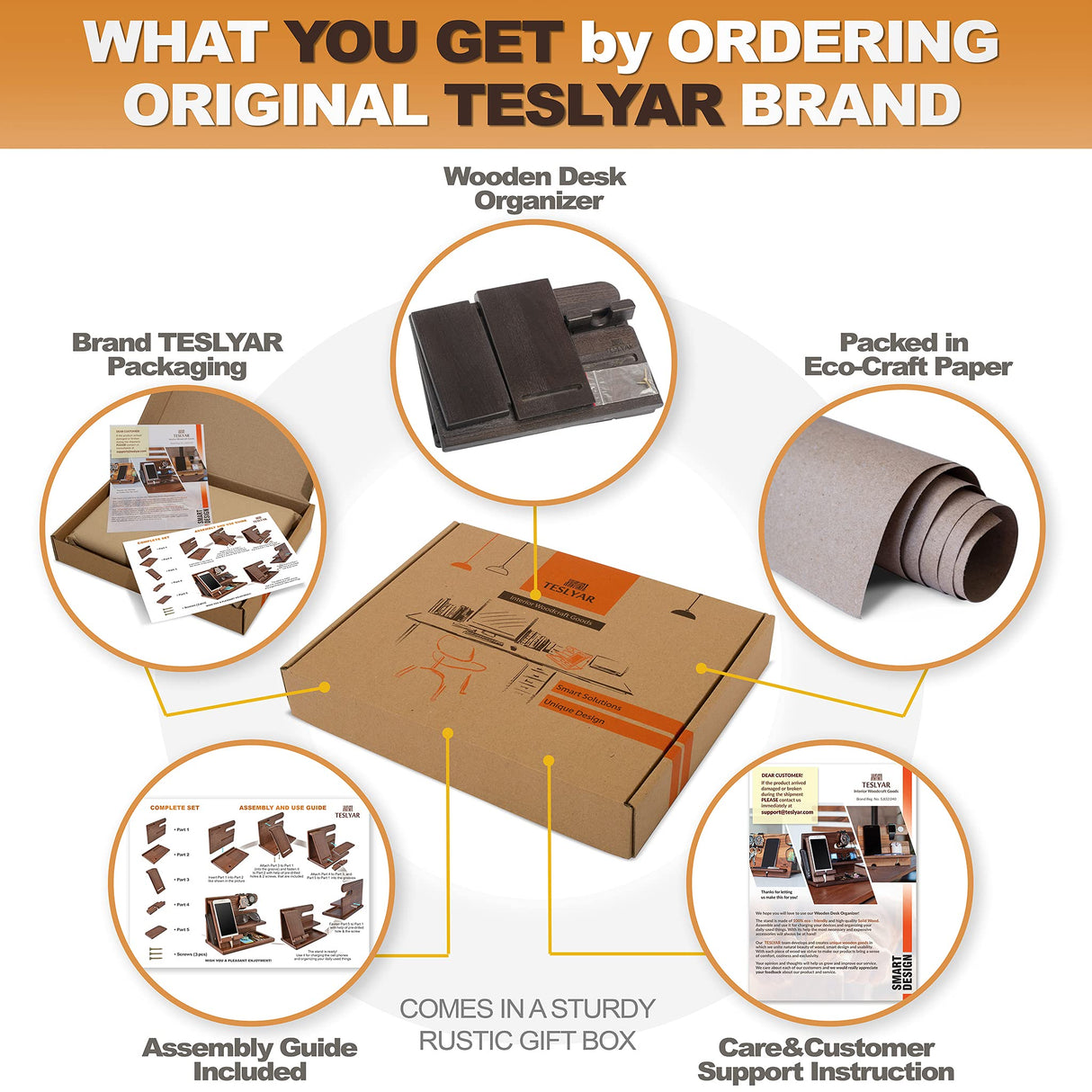 TESLYAR Wood Phone Docking Station for Men - Desktop or Nightstand Organizer - Birthday Gifts for Men, Dad - Anniversary Idea from Wife - Key Holder, Stand Wallet, Watch & Essentials (Fumed Black) TESLYAR