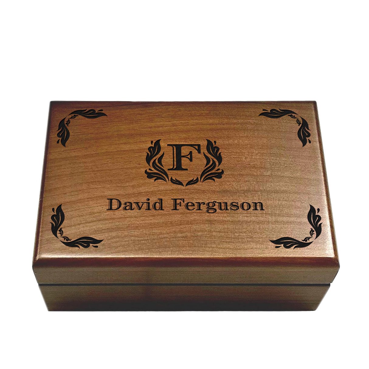 Personalized Wooden Box for Husband, Engraved Keepsake Box for Men, Birthday Gift for Boyfriend, Custom Initials, Men's Accessory Organizer Generic