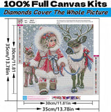 Winter 5D Diamond Art Kits for Adults Beginners,Deer DIY Full Round Drill Diamond Painting Kits,Moose Animal Paint by Diamonds Dots Gem Art Easy,Home Wall Decor 14X14 Inch Acelii