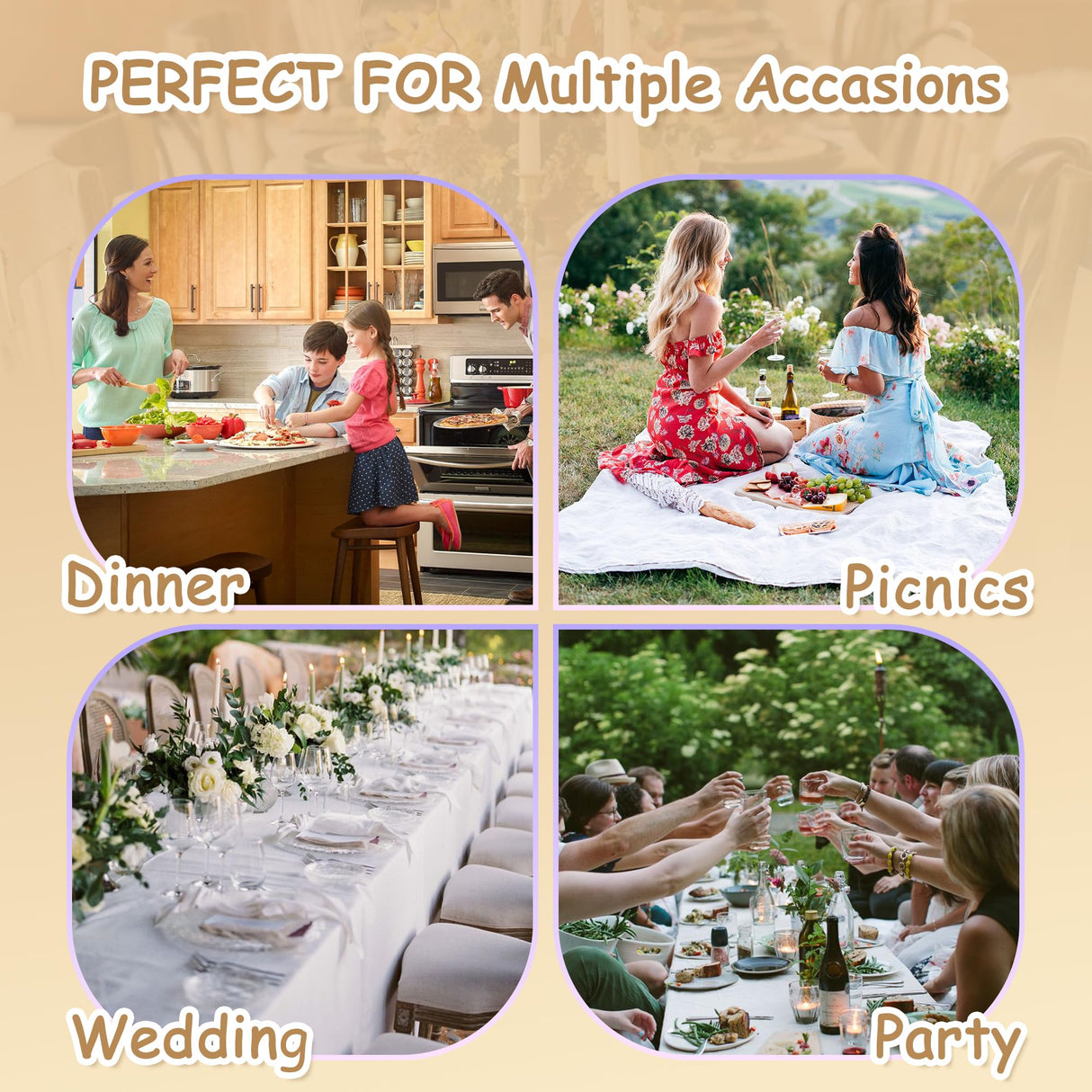 MYSKY HOME Table Cloth 60x84 in Rectangle Table, Heavy Duty Cotton Tassel Linen Look Waterproof Tablecloths Farmhouse Tablecloth, Wrinkle Free Table Cover with Beige Tassels for Kitchen Dining, Party MYSKY HOME