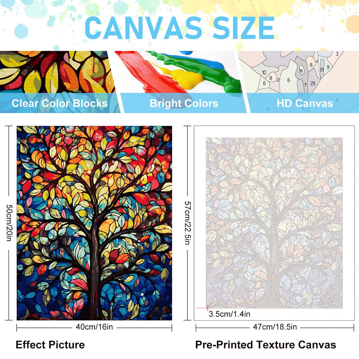 Paint by Numbers Kit for Adults- Tree of Life Adult Paint by Number Kits on Canvas for Beginners, Tree of Life DIY Acrylic Oil Number Painting Kits for Home Wall Decor Gift 16"x 20" (Without Frame) Offito