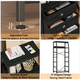 Furnulem Black Dresser with 5 Drawers, Vertical Storage Tower Fabric Dresser for Bedroom, Hallway, Entryway, Nursery, Closet Organizer, Nightstand Bedside Table Furniture, Sturdy Steel Frame, Wood Top Furnulem