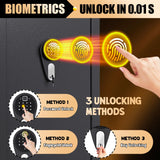 LBVSKK 14-18 Gun Safe,Gun Safe for Rifles and Pistols, Biometric Fingerprint Large Gun Cabinet Rifle Safes for Home, Adjustable Rack,Silent Mode LBVSKK