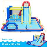 Yaheetech 10-in-1 Inflatable Bounce House w/Slide, Outdoor Water Slide w/Bouncer & Large Splash Pool for Kids Aged 3-10, Jumping Castle w/Storage Bag & 650W Blower Yaheetech