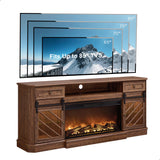 OKD 75” Fireplace TV Stand for 85 Inch TV,Farmhouse Highboy Entertainment Center with 36” Electric Fireplace,Modern Media Console Table with Drawers Storage&Cabinets for Living Room,Reclaimed Barnwood OKD