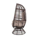 Christopher Knight Home Frances Outdoor Wicker Swivel Egg Chair with Cushion, Dark Brown, Beige Christopher Knight Home