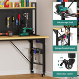 YITAHOME 60" Adjustable Workbench with Pegboard, Wheels & 1600 LB Capacity, Rolling Work Table with AC/USB Outlets, Hooks, and Rack, Heavy-Duty Work Bench for Garage, Workshop, Office, or Home YITAHOME