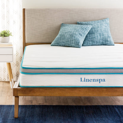 Linenspa 8 Inch Memory Foam and Spring Hybrid Mattress - Medium Firm Feel - Bed in a Box - Quality Comfort and Adaptive Support - Breathable - Cooling - Guest and Kids Bedroom - Queen Size