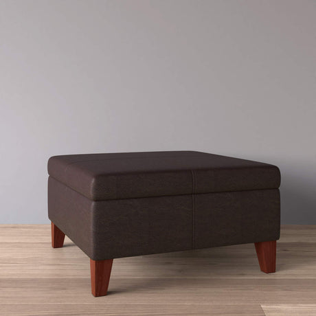 Homepop Home Decor |K2380-E155 | Luxury Large Faux Leather Square Storage Ottoman | Ottoman with Storage for Living Room & Bedroom, Distressed Brown HomePop