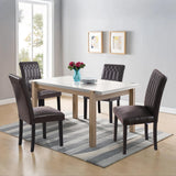 VECELO Upholstered Dining Chairs Set of 4, Modern PU Leather Accent Parsons, Solid Wood Legs w/Rubber Footpads, for Living Room Kitchen, Coffee VECELO