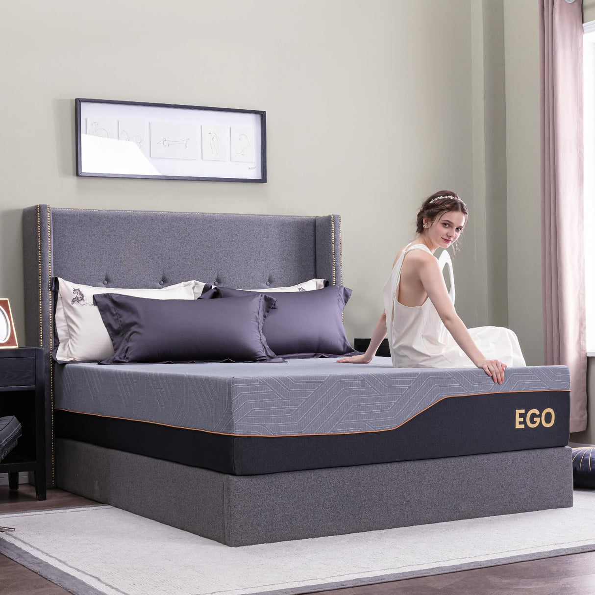 Copper Gel Memory Foam Mattress, 14 Inch Full Size Memory Foam Mattress, CertiPUR-US Certified, Bed in a Box, Black MLILY