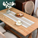 Farmhouse Braided Striped Table Runner Rustic Embroidery Coffee Table Runners for Decorations Weddings Holiday Brown 13x36inch NEWISHER