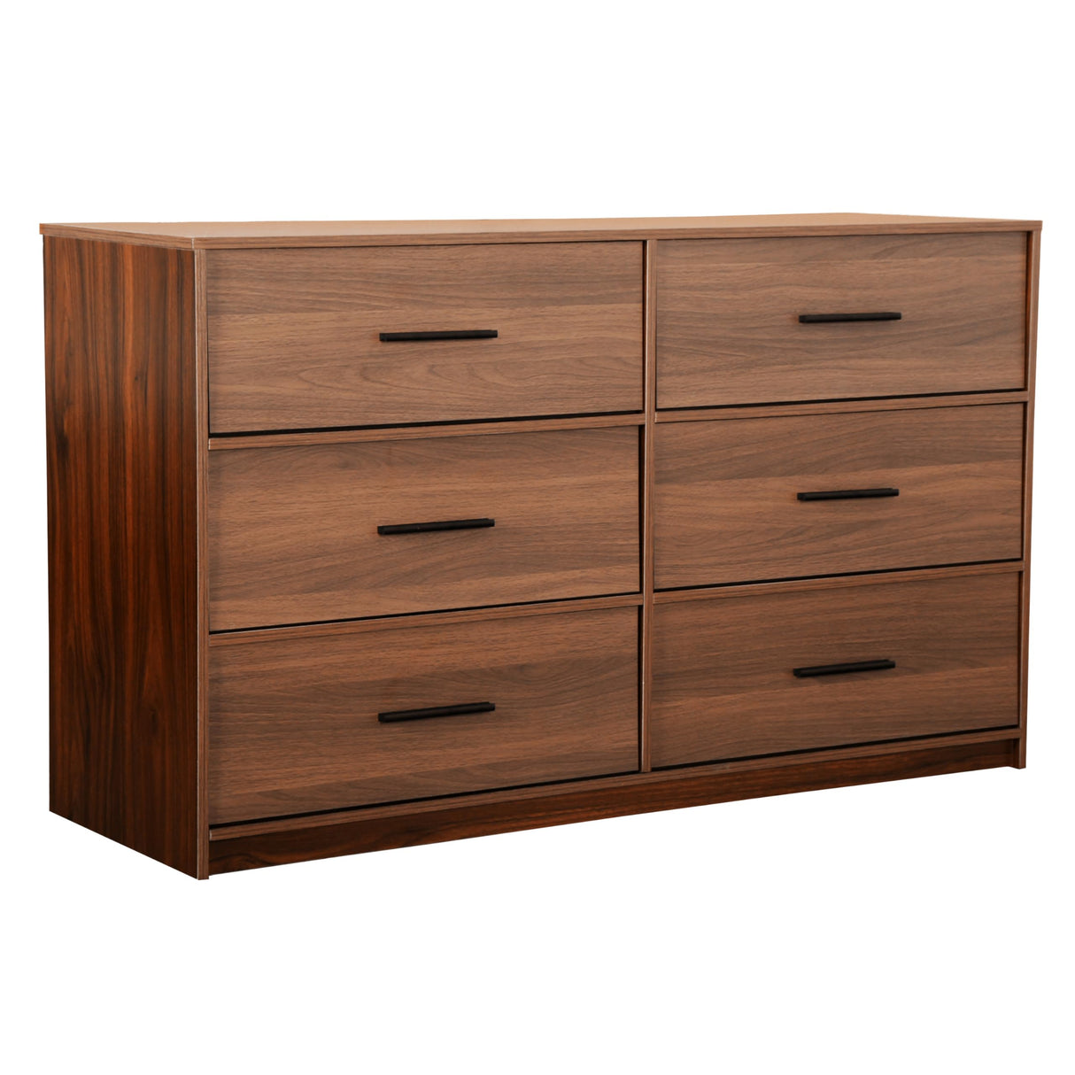 Modern 6-Drawer Dresser with Spacious Storage,Sturdy Wood Frame, and Large Capacity Drawers, Dressers for Bedroom, Home Organization Storage for Living Room or Hallway, Walnut Techni Home