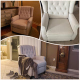 Bonzy Home Push Back Recliner Chair, Mid Century Modern Wingback Chair, Comfy Armchair Fabric Living Room Chairs with Rivet Decoration, Button-Tufted Back, Solid Wood Legs, Beige Bonzy Home