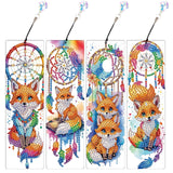TDFERAN 4PCS Diamond Bookmarks Dreamcatcher Fox Diamond Painting Kits with Tassels Pendants DIY Rhinestones Paint Bookmark for Writers Readers Funny Bookmarks Colored Gem Animal Bookmark TDFERAN