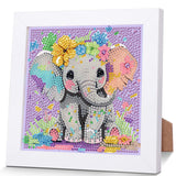 Elephant Diamond Art Painting Kits for Kids with Frame, Animal Diamond Art for Kids Ages 4-8-12, Easy Kid Gem Painting Kit with Beautiful Package for Gift Home Wall Decor (7x7 inch) xackcme