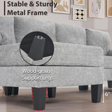 Bezseller 107.3" Sectional Couches for Living Room, U Shaped Modular Sofa Couch with Cushion & Chenille Fabric, 4-Seat Comfy Furniture Sets with Double Chaise for Apartment, Reception Room, Grey Bezseller