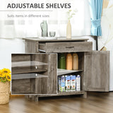 HOMCOM Farmhouse Sideboard Buffet Cabinet, Barn Door Coffee Bar Cabinet with Drawer and Adjustable Shelf, Kitchen Cabinet for Living Room, Entryway, Gray HOMCOM