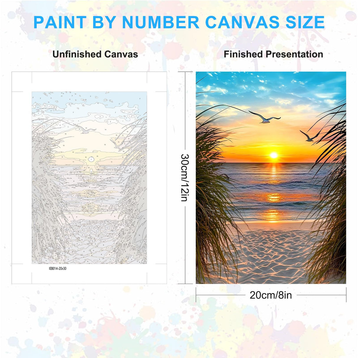 SENQAO Sunset Paint by Numbers for Adults Beginners Framed, Beach Adults' Paint-by-Number Kits, Adult Paint by Number Kits on Canvas, Acrylic Number Painting for Home Decor, 8x12in SENQAO