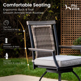 PHI VILLA 5 PCS Outdoor Counter Height Table and Chairs,Swivel Outdoor Bar Chairs with Grey Cushion and Metal bar Table for All Weather,Patio High Dining Set for Indoor,Garden,Yard PHI VILLA