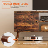 YSSOA TV Stand for 40 55 60 inch Living Room, 2 Cabinet Media Console Table, Entertainment Center with Storage, Soft Hinge Door with Handle, Wood Feet, Bedroom Furniture-Model Brown YSSOA