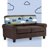 Serta Copenhagen 61" Rolled Arm Sofa, Easy Care Polyester, Soft Pillow Back, Pocket Coil Seat Cushions, Removable Covers, Loveseat or Couch for Small Spaces, Living Rooms or Bedrooms, Dark Brown Serta