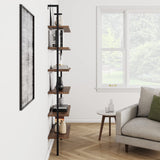 Nathan James Theo 6-Shelf Tall Bookcase, Wall Mount Bookshelf with Reclaimed Wood and Industrial Metal Frame, Oak/Black Nathan James