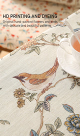 ISAENNE French Tablecloth for Rectangle Tables,Linen Table Cloth with Flowers and Birds Pattern,Heavy Durable Table Cover for Dining Thanksgiving Kitchen Decor Party Banquet Christmas,67"*118" ISAENNE