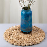13.8" Corn Husk Woven Round Placemats Set of 6 - Wicker Boho Farmhouse Placemats - Rattan Table Mats for Dining Table, Wedding, Home DAI VU CRAFTS