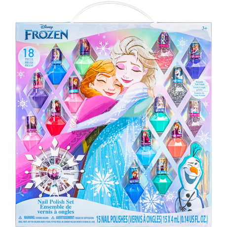 Townley Girl Disney Frozen Non-Toxic Peel-Off Nail Polish Set with Shimmery and Opaque Colors with Nail Gems for Girls Ages 3+, Perfect for Parties, Sleepovers and Makeovers, 18 Pc Set Townley Girl