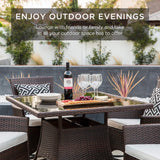 Best Choice Products 5-Piece Indoor Outdoor Wicker Dining Set Furniture for Patio, Backyard w/Square Glass Tabletop, Umbrella Cutout, 4 Chairs - Cream Best Choice Products