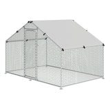 NGTEEN Large Metal Chicken Coop, Chicken Pen Walk in Chicken Run for Duck Rabbit Habitat Flat Shaped Poultry Cage with Waterproof Cover for Outdoor Farm Use, Spire Roof (10' L x 4.9' W x 6.4' H) NGTEEN