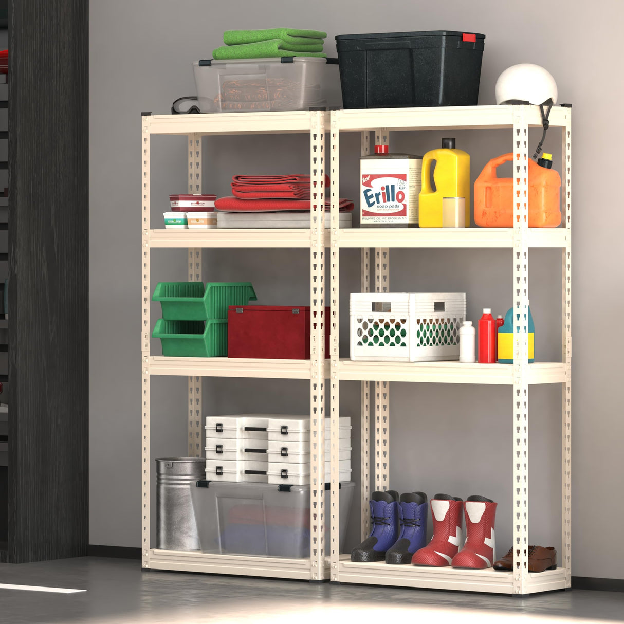 PrimeZone All Metal Garage Storage Shelves, 28" W x 12" D x 60" H 4 Tier Heavy Duty Closet Pantry Shelving Unit, Adjustable Metal Shelf Utility Rack Organizer for Garage, Kitchen, Warehouse, White PrimeZone