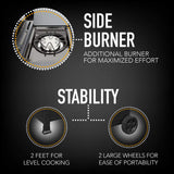 Kenmore 4-Burner BBQ Gas Grill with Side Burner, Outdoor Propane Grill, 53,000 BTUs, Cast Iron Cooking Grates, Electronic Ignition, Warming Rack, Open Cart Design & All-Terrain Wheels, Stainless Steel Kenmore