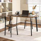 Lamerge Kitchen Dining Table Set for 4, Modern Rectangular 5 Piece Dining Room Table and Chairs Set, Brown Wooden Metal Table Set for Family Dinner, Party, Afternoon Tea and Work (Curved Moon) Lamerge