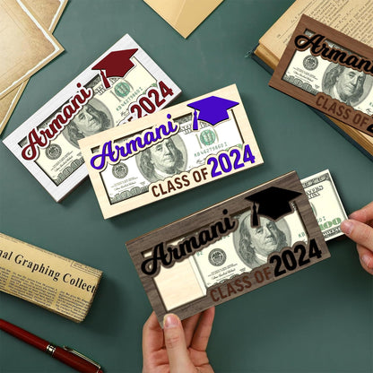 ubmpj Personalized Graduation Gift 2024 Money Holder Class of 2024 Graduation Custom Cash Holder Ideas for High School College University Graduations Party Supplies -Brown - WoodArtSupply