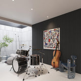 FurniFusion Acoustic Wood Wall Panels, 2 Pack 94.49” x 12.6” Soundproof Wall Panels, Wood Slat Wall Panels for Wall Decor (Black) FurniFusion